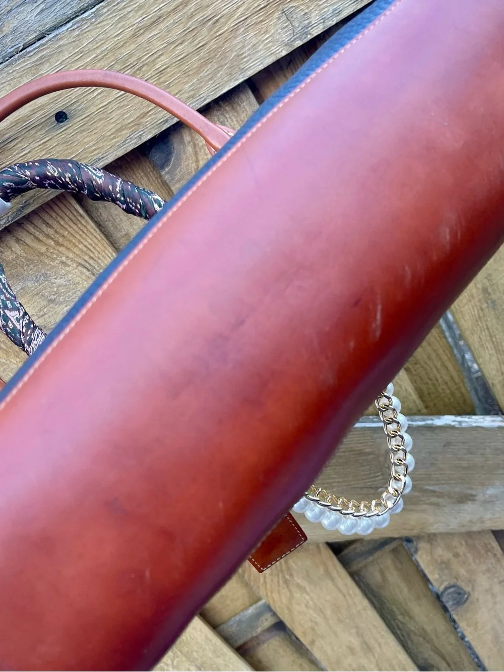 VTG Dooney & Bourke Navy & British Tan All Weather Leather